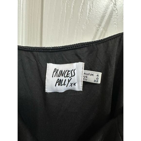 Princess Polly Reeva ruched black dress size size 0 - Picture 4 of 6